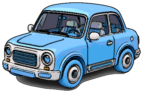 Finished cartoon blue car