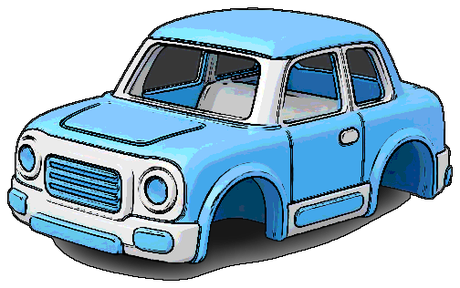 Cartoon blue car body shell