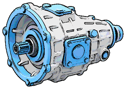 Cartoon blue transmission gearbox