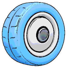 Cartoon blue wheel with white rim